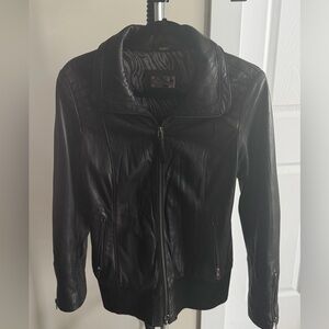Women's Mackage Genuine Lambskin Leather Bomber Jacket